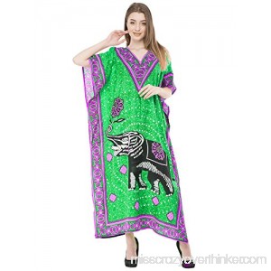 SKAVIJ Kaftan Beachwear Cover Up Long Maxi Dress Caftan Nightgown Gifts for Women Green B07CM9B59G